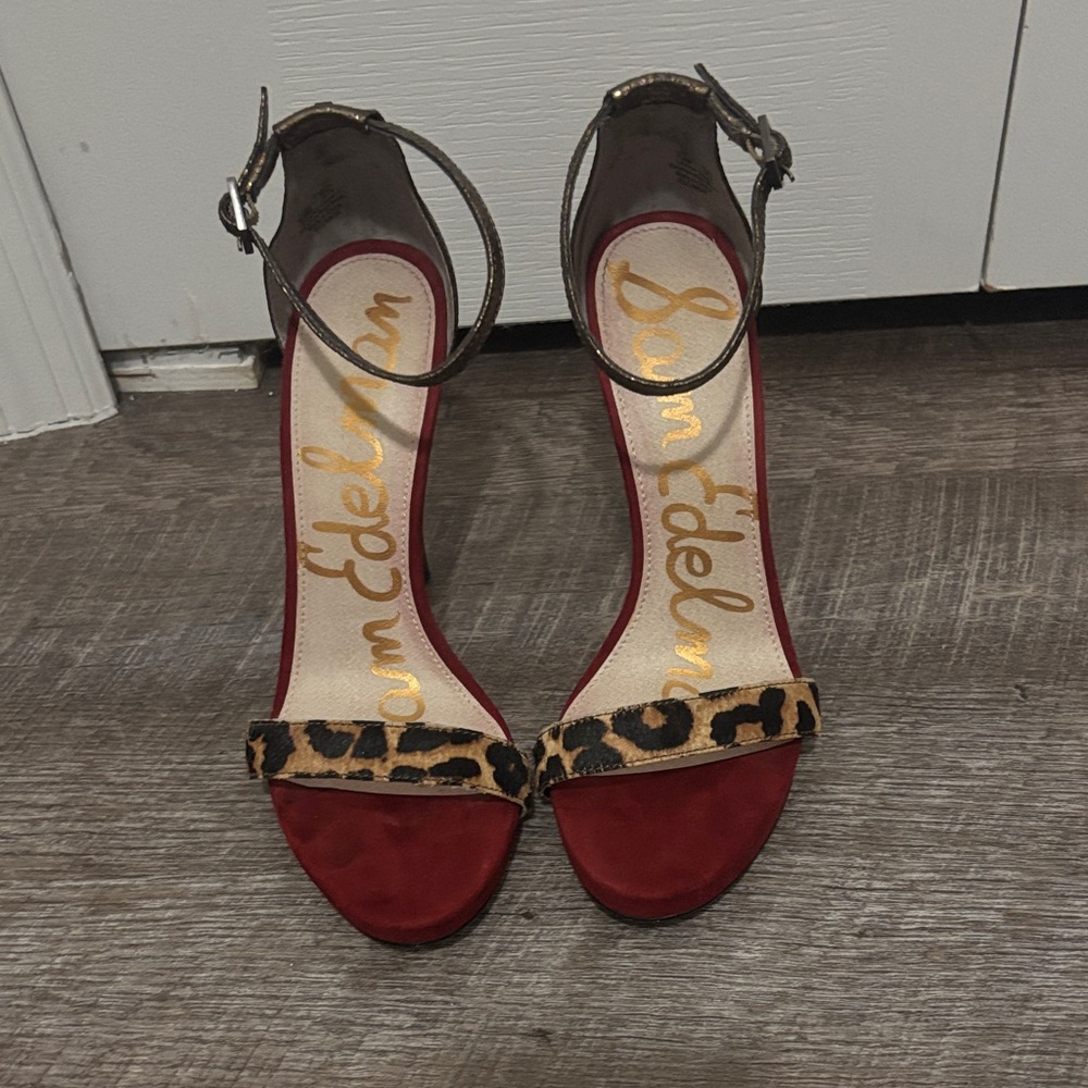 Sam Edelman Red and Leopard Heels
